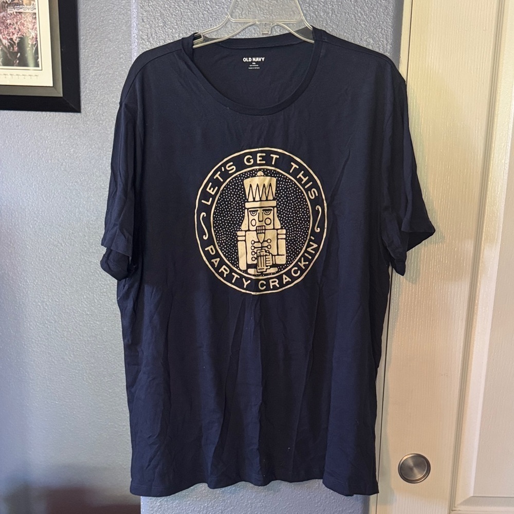 Old Navy Dark Blue Tee with Gold Graphic